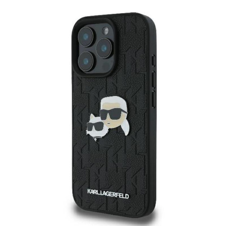 Karl Lagerfeld Monogram Karl & Choupette Head Pin - pouzdro na iPhone 16 Pro (černé)