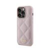Guess Logo métal matelassé - Coque iPhone 15 Pro (rose)