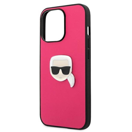 Karl Lagerfeld PU Leder Karl's Head Metall - iPhone 13 Pro Tasche (rosa)
