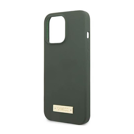 Guess Silikon Logo Platte MagSafe - iPhone 13 Pro Max Tasche (grün)