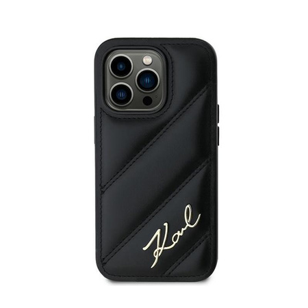 Karl Lagerfeld Diagonal Quilted Script - Hülle für iPhone 14 Pro (schwarz)
