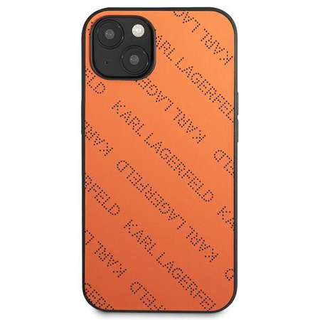 Karl Lagerfeld Perforated Allover - pouzdro pro iPhone 13 Mini (oranžové)