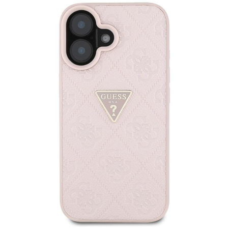 Guess Hot Stamp 4G Pattern Triangle Metal Logo - Hülle für iPhone 16 (rosa)