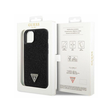 Guess Rhinestone Triangle - pouzdro pro iPhone 14 Plus (černé)