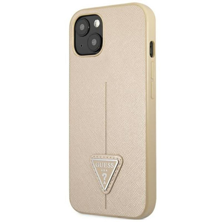 Guess Saffiano Triangle Logo Case - Etui iPhone 14 Plus (beżowy)