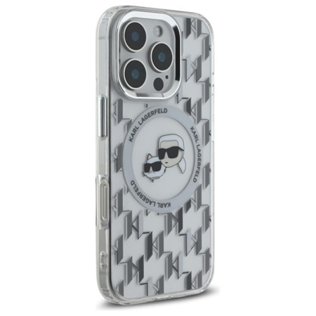 Karl Lagerfeld IML Monogram Karl & Choupette Head MagSafe - iPhone 16 Pro Case (Transparent)