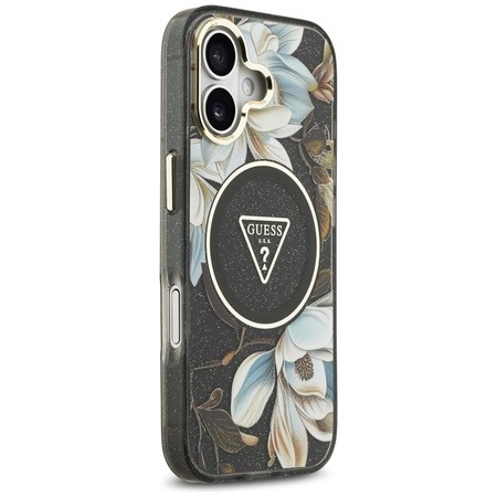 ETUI DO IPHONE 17 do MAGSAFE GUESS CZARNE ORYGINALNE ELEGANCKIE KWIATY CASE