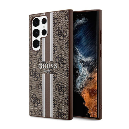 Guess 4G Printed Stripe - Étui Samsung Galaxy S23 Ultra (marron)