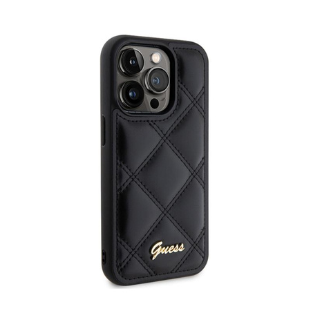 Guess Quilted Metal Logo - pouzdro pro iPhone 15 Pro Max (černé)