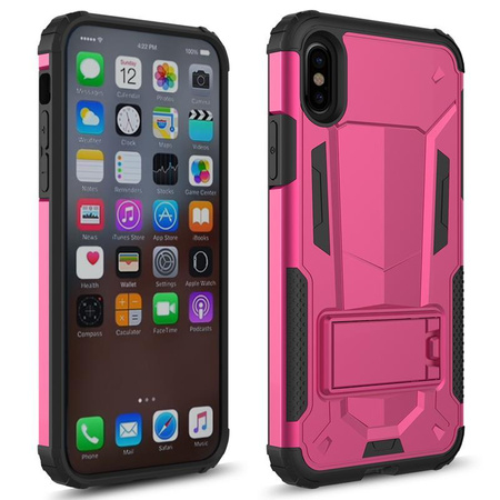 Zizo Hybrid Transformer Cover - obrněné pouzdro na iPhone X se stojánkem (horká růžová/černá)