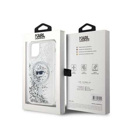 Karl Lagerfeld Liquid Glitter Choupette Head MagSafe - iPhone 11 Case (Transparent)