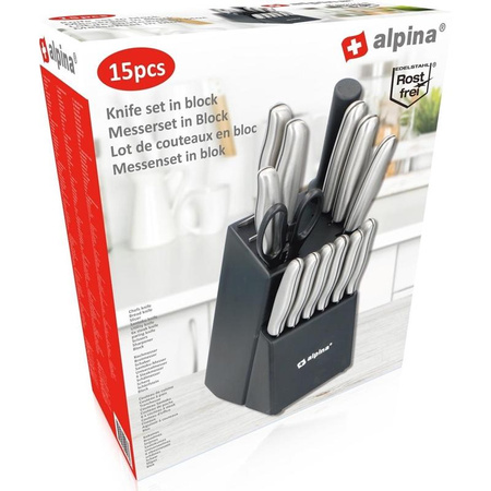 Alpina - Set de couteaux de cuisine avec support/bloc 15 pièces
