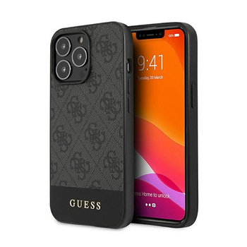 Collection 4G Bottom Stripe de Guess - Coque pour iPhone 13 Pro (gris)