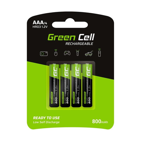 Green Cell - 4x AAA HR03 800mAh újratölthető akkumulátorok