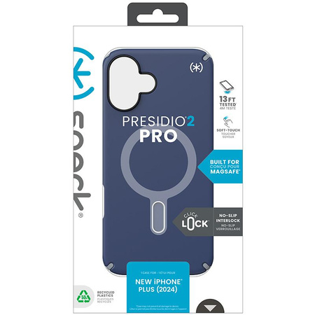 Speck Presidio2 Pro ClickLock & MagSafe - iPhone 16 Plus Case (Coastal Blue / Dust Grey / White)