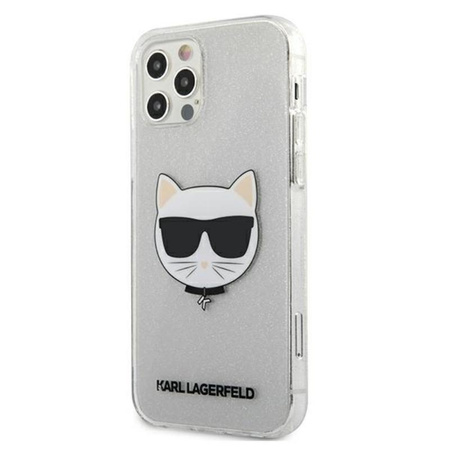 Karl Lagerfeld Choupette Head Glitter - iPhone 12 / iPhone 12 Pro Tasche (silber)