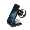 Crong PowerSpot Pivot Stand - bezdrátová nabíječka 3 v 1 pro iPhone, Samsung a Android, Galaxy Watch a sluchátka TWS (černá)