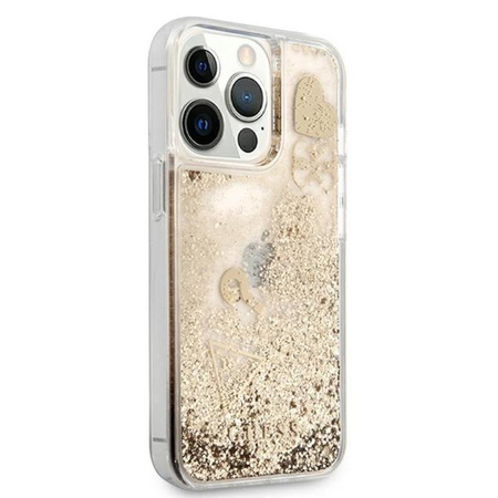 Guess Liquid Glitter Charms - Etui iPhone 13 Pro (złoty)