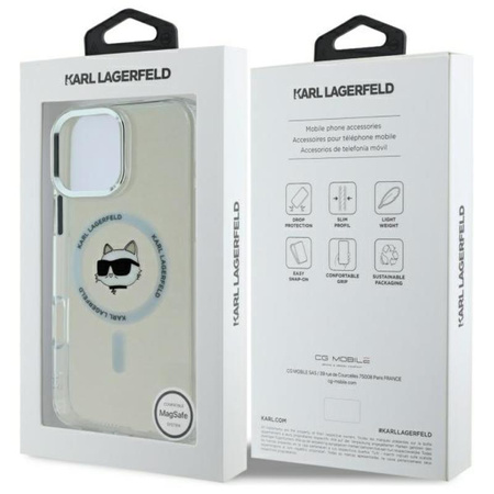 Karl Lagerfeld IML Metal Choupette Head MagSafe - pouzdro pro iPhone 16 Pro (bílé)