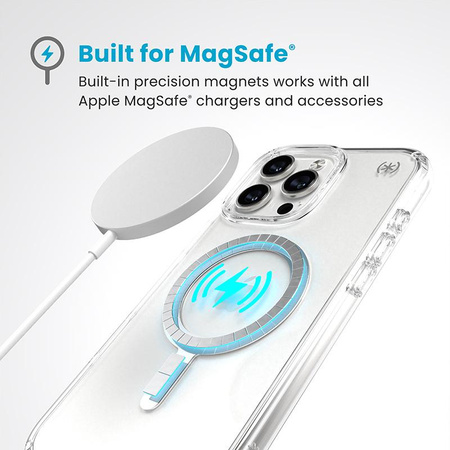 Speck Presidio Perfect-Clear MagSafe - iPhone 16 Pro Max Case (Clair / Finition chromée / Argent Serein)