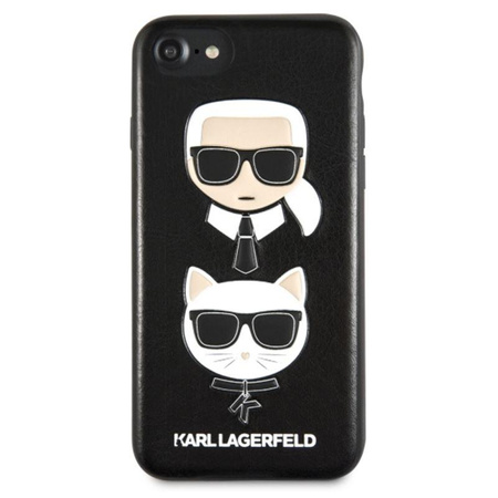 Karl Lagerfeld dombornyomott tok Karl & Choupette - iPhone SE 2020 / 8 / 7 tok (fekete)