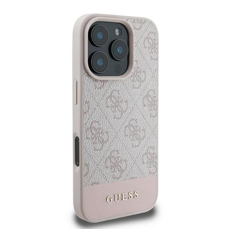 Guess 4G Bottom Stripe - pouzdro pro iPhone 16 Pro Max (růžové)