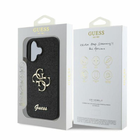 Étui Guess Fixed Glitter Big 4G - iPhone 16 Case (noir)