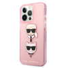 Karl Lagerfeld Glitter Karl & Choupette Head - Coque iPhone 13 Pro (rose)