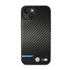 BMW Leather Carbon Blue Line - iPhone 14 tok (fekete)