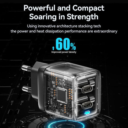 WEKOME WP-U02 Mecha Series - Ładowarka sieciowa 2x USB-C Super Fast Charger GaN 40W (Srebrny)