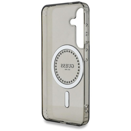 Guess Rhinestones imprimés Logo classique MagSafe - étui pour Samsung Galaxy S25 (noir)