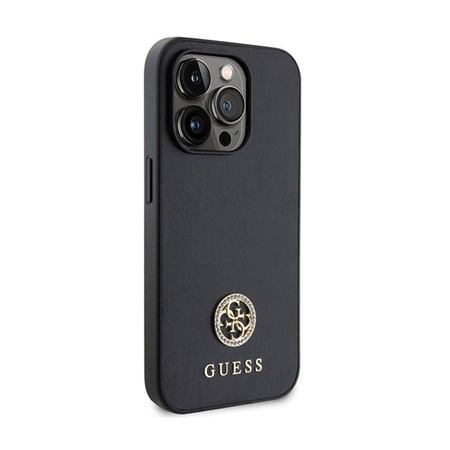 Guess 4G Strass Metal Logo - pouzdro pro iPhone 15 Pro (černé)