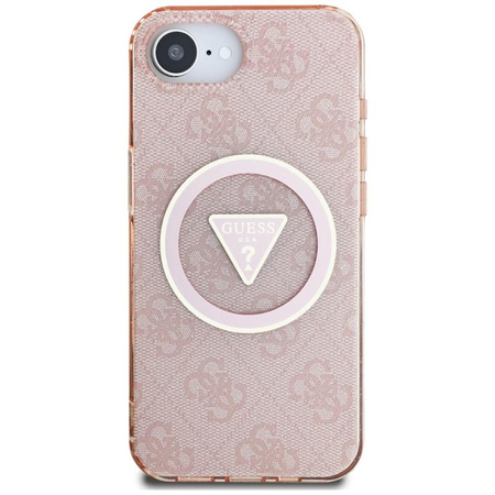 Guess IML Metal Glitter 4G Circle Triangle MagSafe - pouzdro pro iPhone 16e (růžové)
