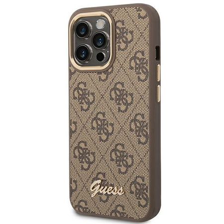 Guess 4G Metal Camera Outline Case - pouzdro pro iPhone 14 Pro Max (hnědé)