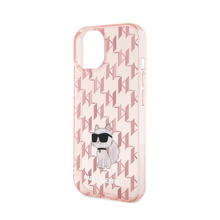 Karl Lagerfeld Monogram Choupette - iPhone 15 tok (rózsaszín)