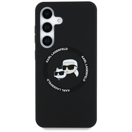 Karl Lagerfeld szilikon dupla fej és kör MagSafe - Samsung Galaxy S25 tok (fekete)