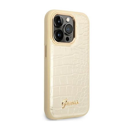 Guess Croco Collection - pouzdro pro iPhone 14 Pro Max (zlaté)