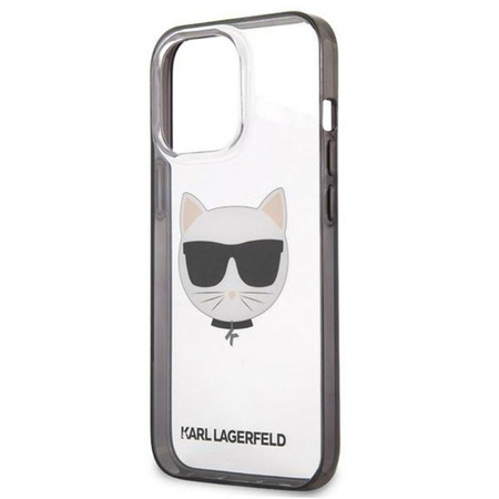 Karl Lagerfeld Choupette Head - iPhone 13 Pro Max tok (átlátszó / fekete keret)