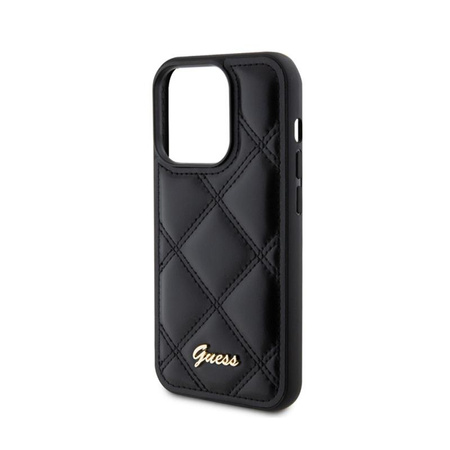 Guess Quilted Metal Logo - pouzdro pro iPhone 15 Pro (černé)