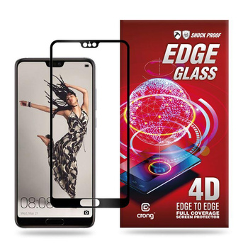 Crong Edge Glass 4D Full Glue - Teljes képernyő edzett üveg Huawei P20-hoz