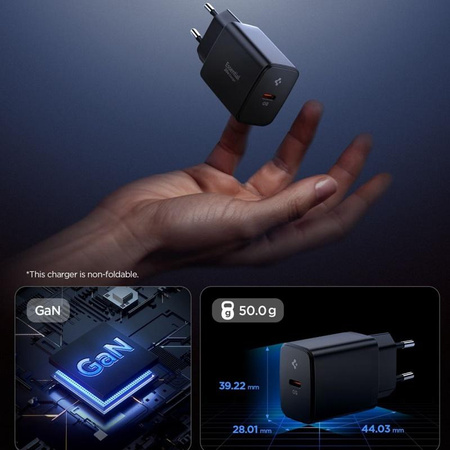 Spigen Essential EE201EU GaN - 20W USB-C Netzladegerät (Schwarz)