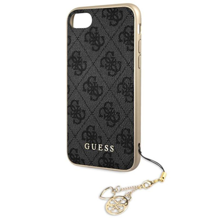 Guess 4G Charms Collection - Coque pour iPhone SE 2022/ SE 2020 / 8 / 7 avec pendentif (gris)