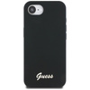 Guess Szilikon Script Metal Logo MagSafe - tok iPhone 16e készülékhez (fekete)