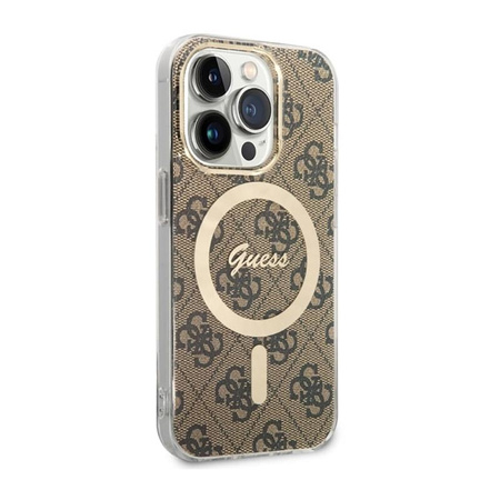 Guess 4G MagSafe - Étui pour iPhone 14 Pro Max (Marron)