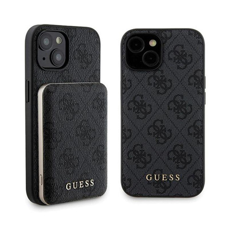 Guess Bundle Pack MagSafe 4G Metal Gold Logo - tok szett + Power Bank 5000mAh MagSafe iPhone 15 (fekete)