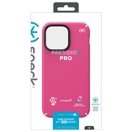 Speck Presidio2 Pro - Antibakteriální pouzdro pro iPhone 14 Pro Max (Digitalpink / Blossompink / White)