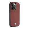 BMW Leather Diamond Pattern - Tasche für iPhone 14 Pro (Burgundisch)
