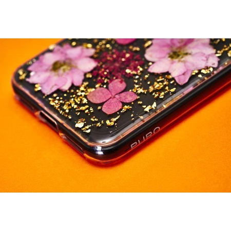 Housse PURO Glam Hippie Chic - Coque iPhone XR (véritables pétales de fleurs vertes)