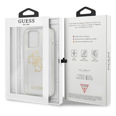 Guess Glitter 4G Big Logo - pouzdro pro iPhone 13 Pro Max (průhledné)
