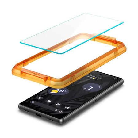 Spigen Alm Glass FC 2er-Pack - Gehärtetes Glas für Google Pixel 7A (Transparent)